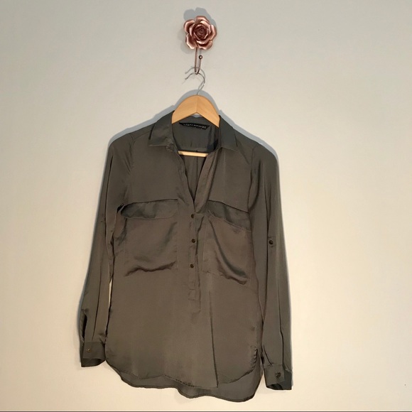 Zara Tops - Zara Woman Olive XS Tab Sleeve Shirt